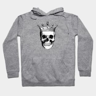 Skull King | Skull with Crown | Skull Wearing a Crown | Vintage Skulls | Black and White | Hoodie